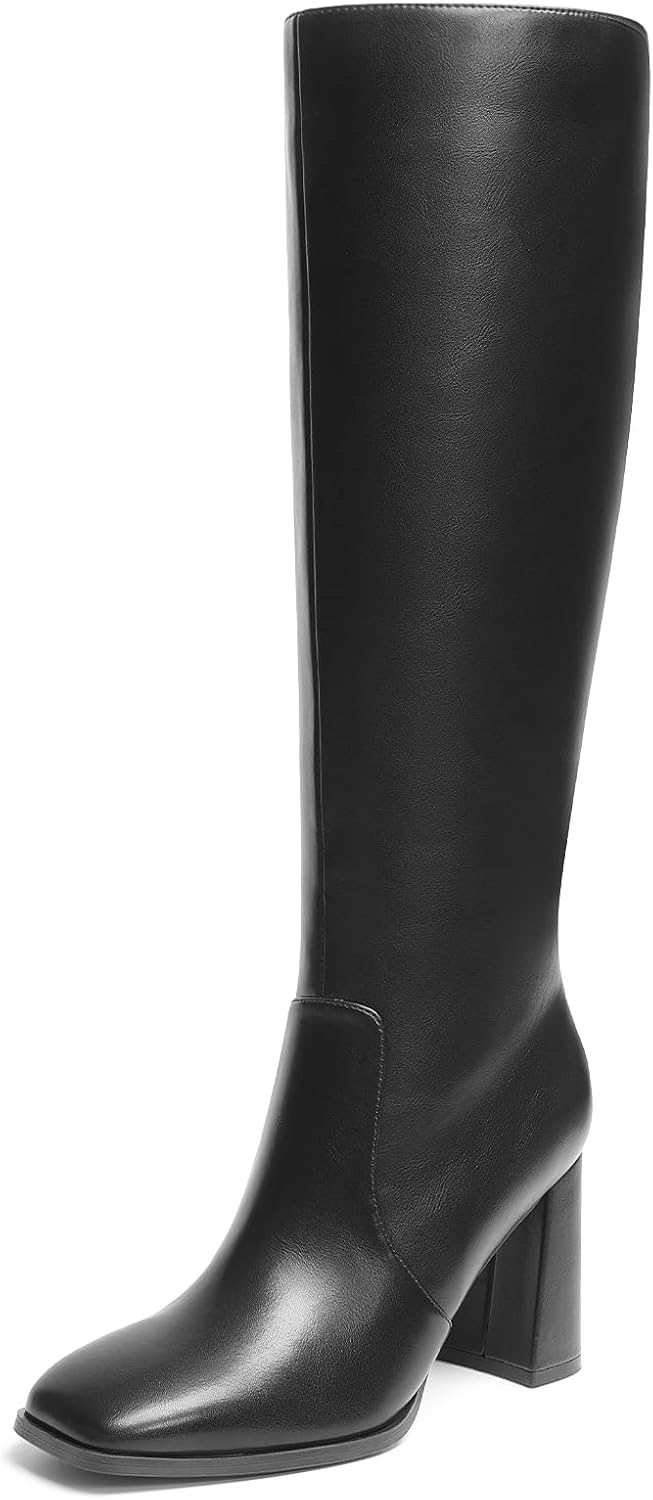 DREAM PAIRS Knee High Boots for Women with Square Toe Design