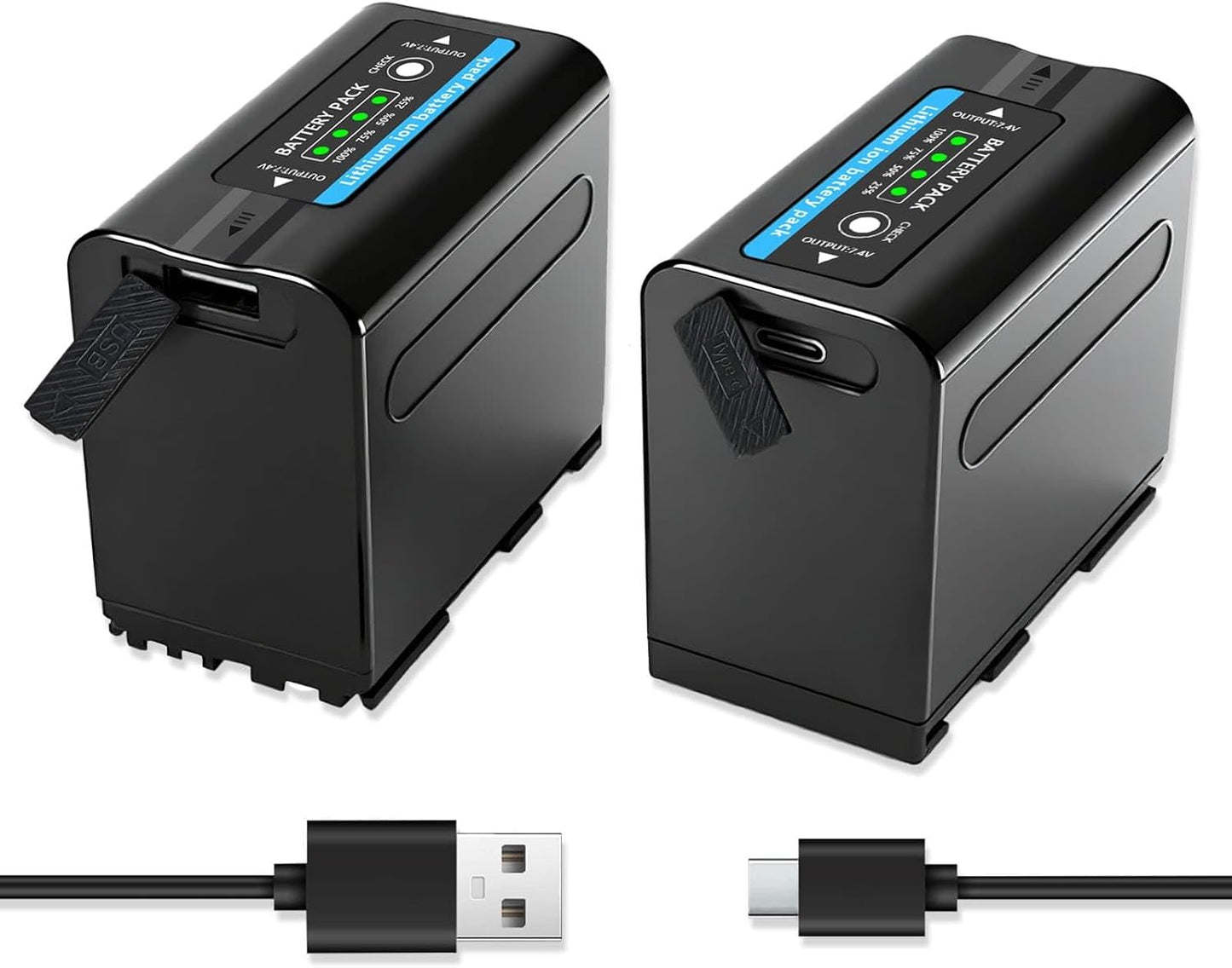 2-Pack NP-F980 Replacement Battery with Type-C Charging Port