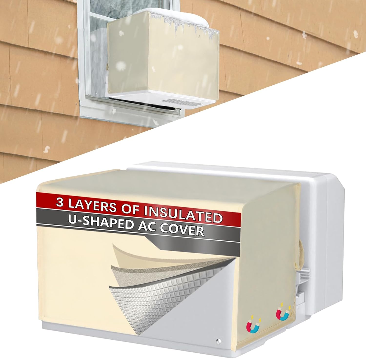 Amerbro 3-Layer Insulated U-Shaped AC Cover - Outdoor Protection!