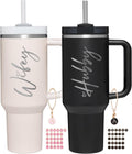 Wifey Hubby 40 oz Tumbler Set for Couples - Large Insulated Cups