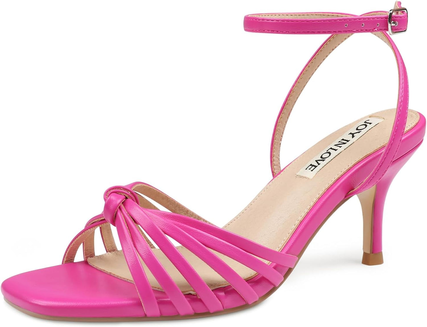 JOY IN LOVE Women's Kitten Low Strappy Heels for Comfort