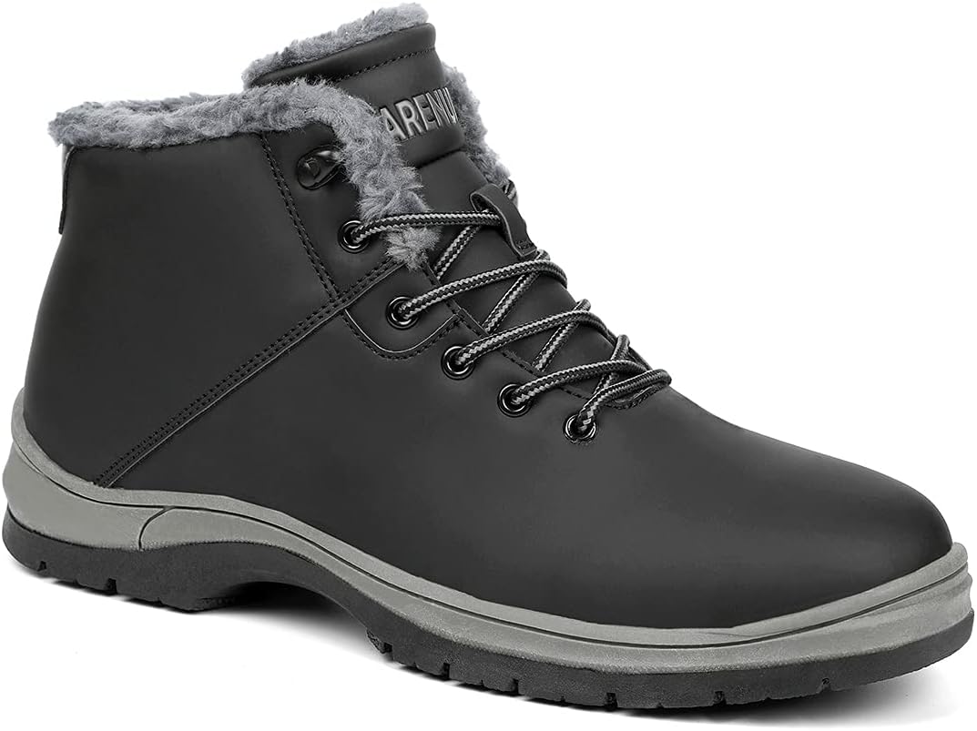 Mens Winter Snow Boots Water Resistant Warm Fur Lined Hiking