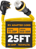 25ft 30 Amp to 50 Amp RV Locking Adapter Cord - Convert 30A to 50A