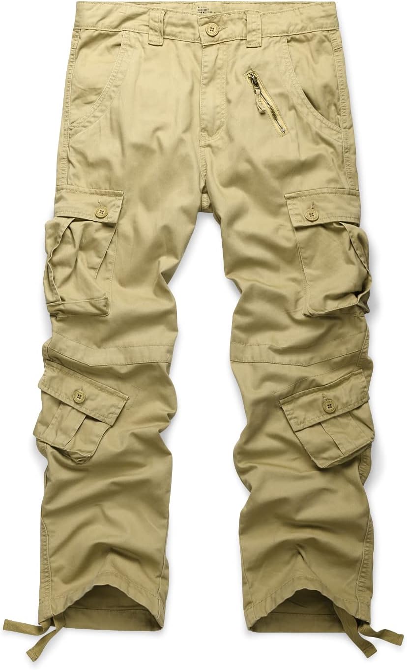 OCHENTA Men's Cotton Casual Cargo Work Pants for Comfort Fit
