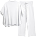 Women's Two Piece Lounge Set with 3/4 Batwing Capelet - Soft Pullover