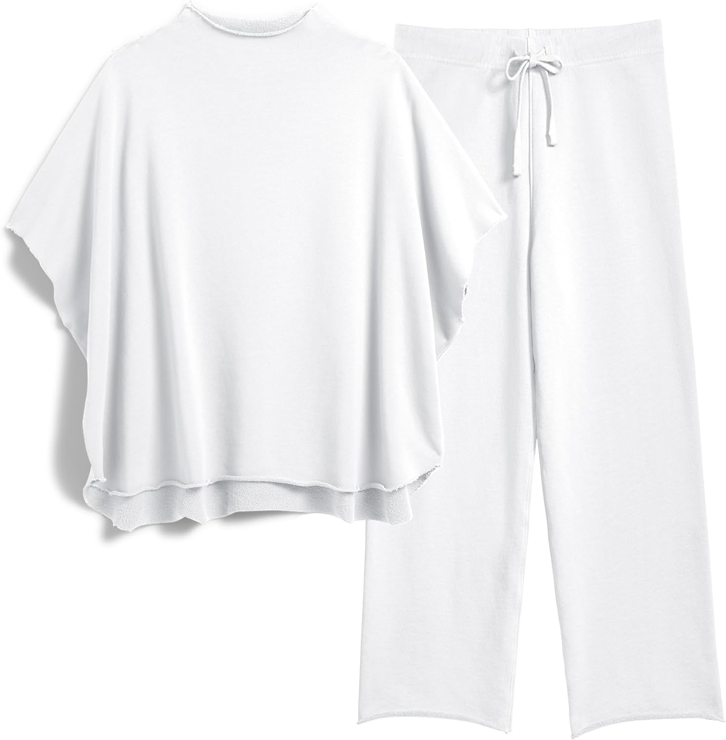 Women's Two Piece Outfits with Batwing Sleeve and Wide Leg Pants