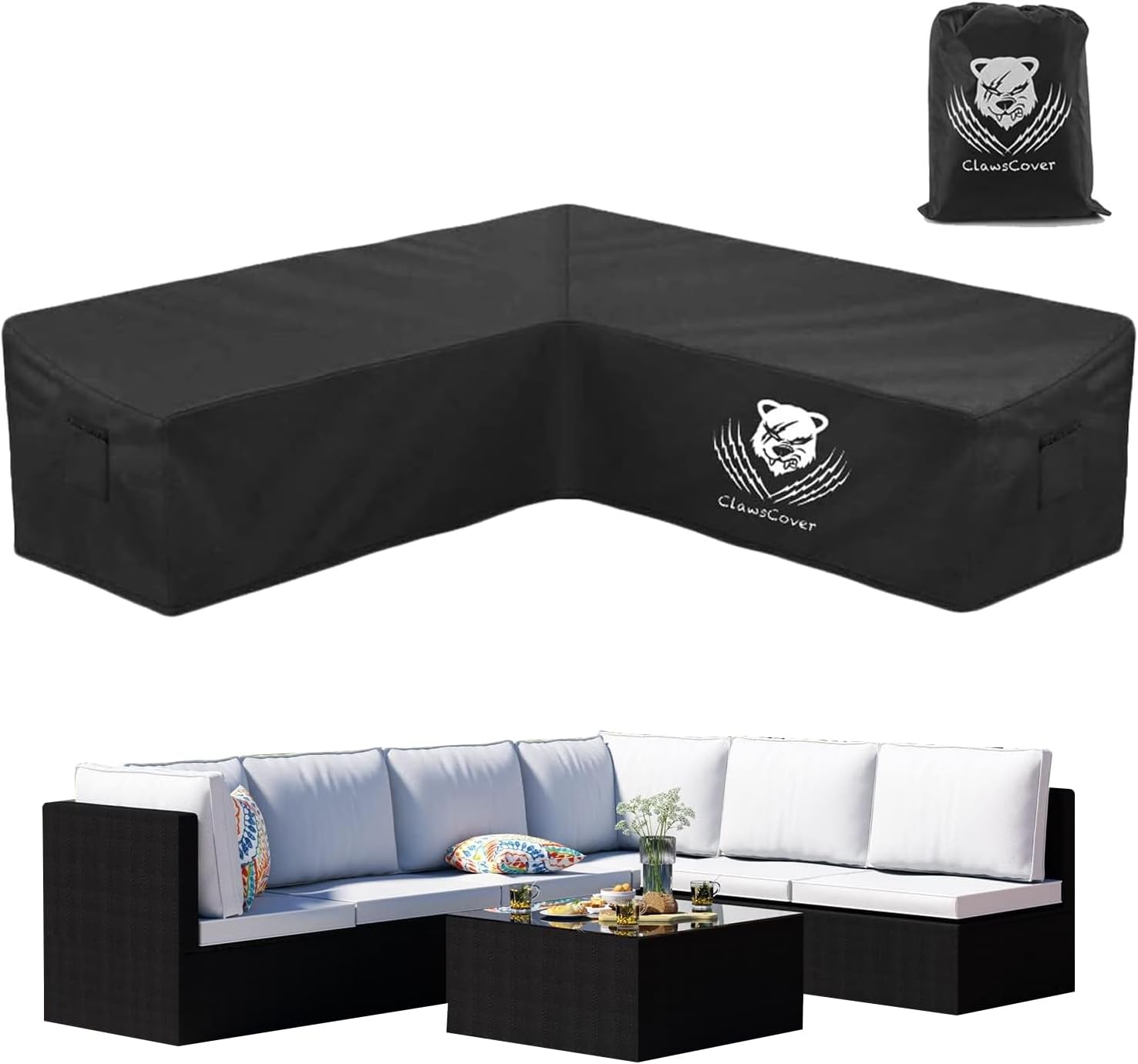 ClawsCover Waterproof V-Shaped Outdoor Sectional Sofa Cover