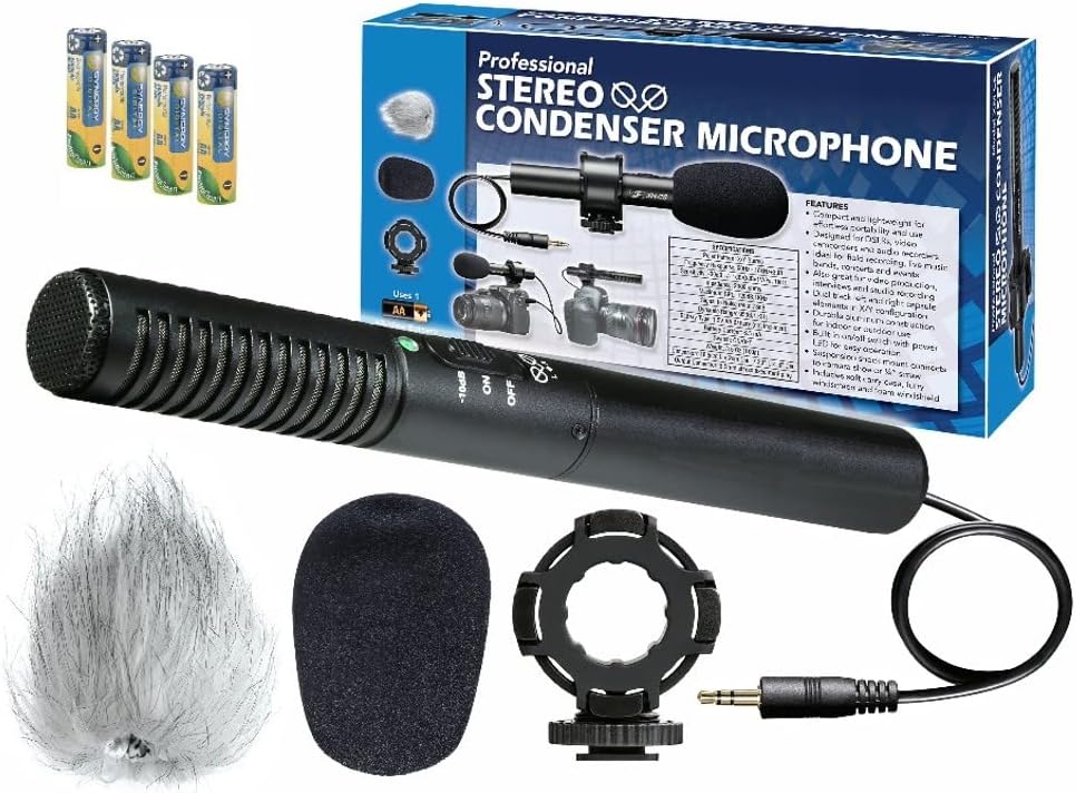 External Microphone for Panasonic HC-V770K Camcorder with Batteries