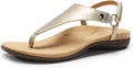 Women's Flat T-Strap Sandals with Arch Support - Soft Cushion
