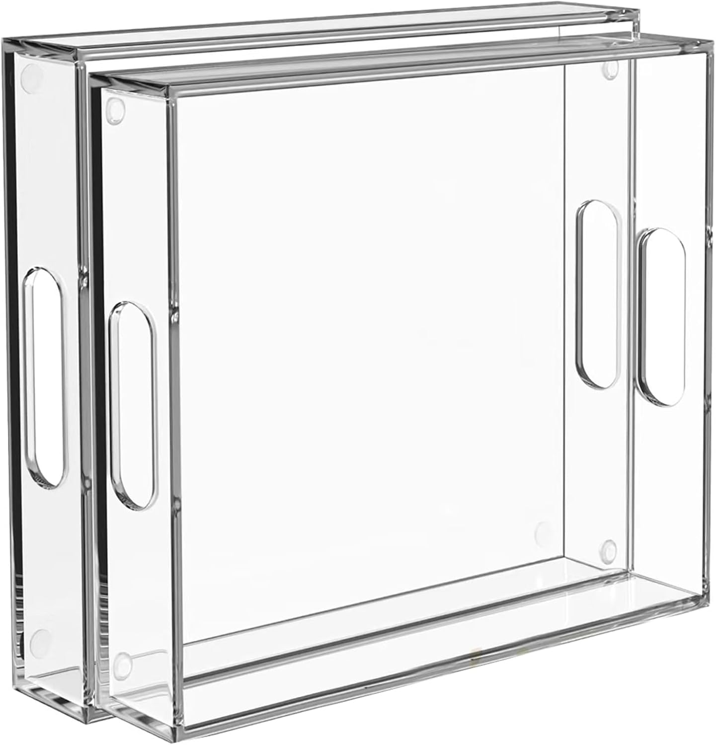 2 Pack Clear Acrylic Serving Tray with Handles for Food