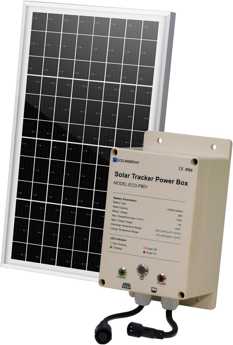 ECO-WORTHY Power Box for Solar Tracker System: 10W Panel & Battery