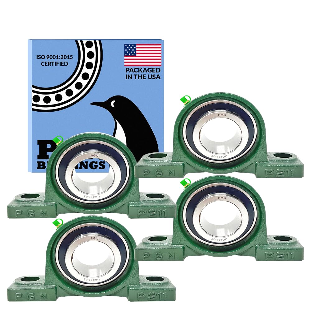 PGN UCP211-32 Pillow Block Bearings - Durable Chrome Steel Set