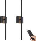 Battery Wall Sconces 2-Pack Black, 28.3 in Cordless LED - Dimmable