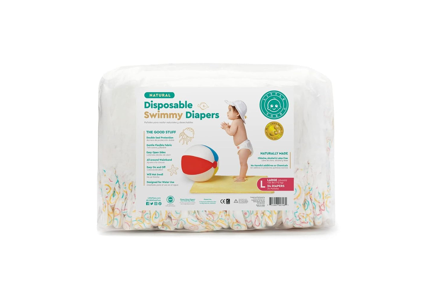 Natural Swimmy Diapers Size 5 - Eco-Friendly 24 Pack