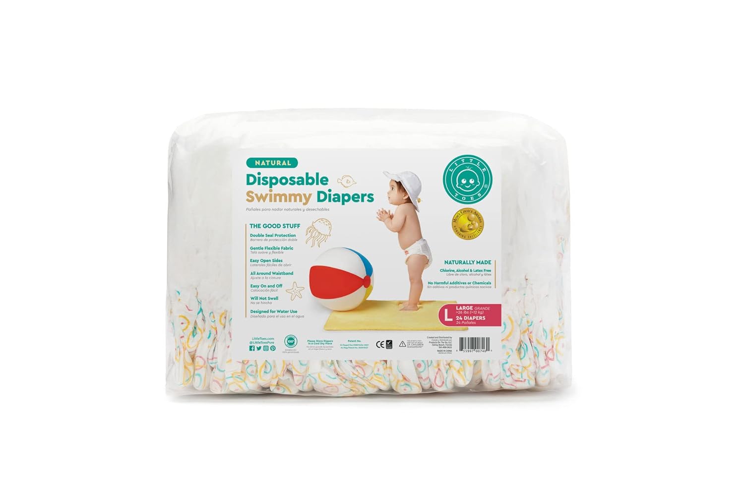 Natural Swimmy Diapers Size 5 - Eco-Friendly 24 Pack