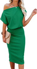 Women's Ribbed Off The Shoulder Bodycon Midi Dress - Summer 2025