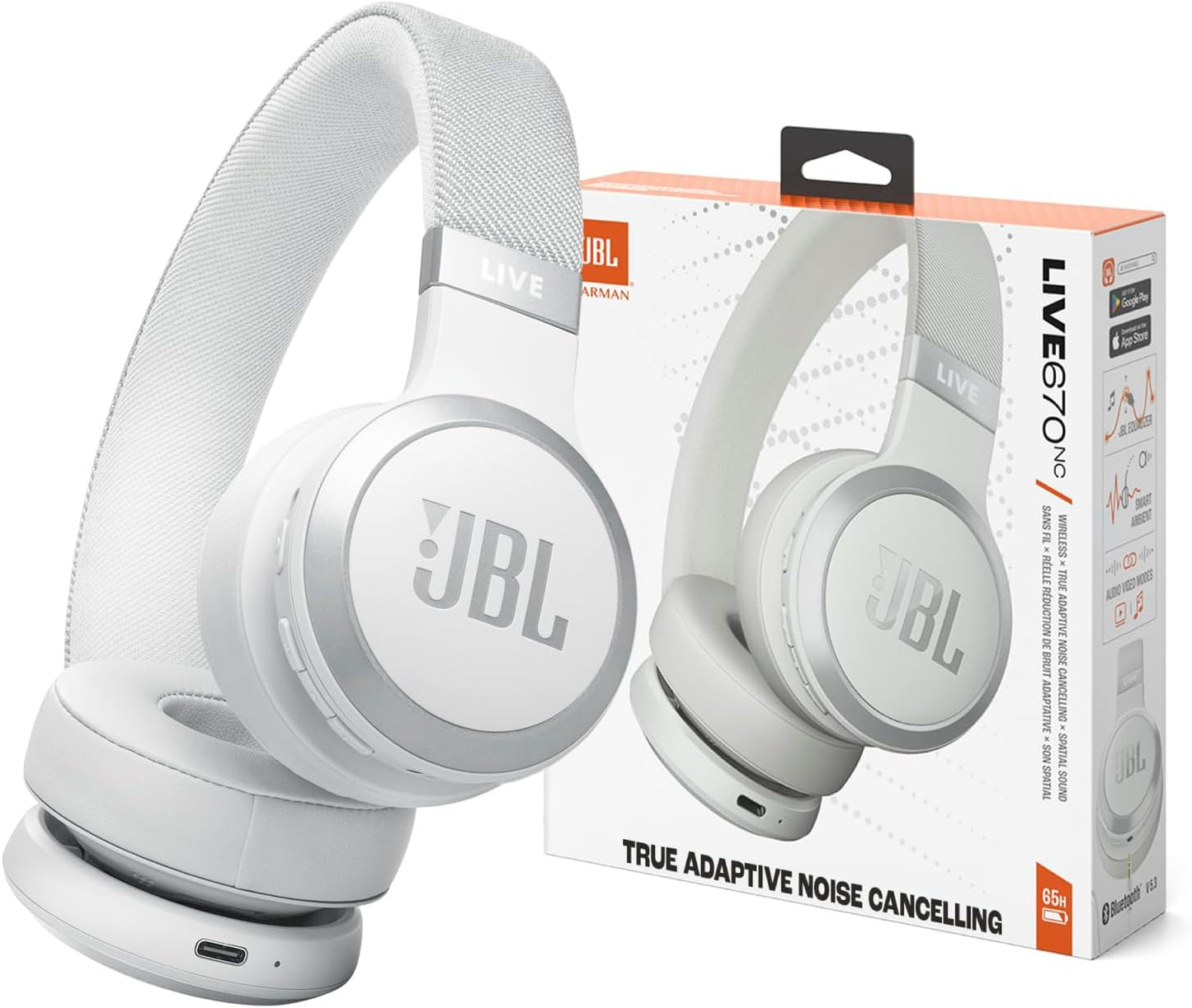 JBL Live 670NC Wireless On-Ear Headphones with Noise Cancelling