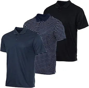 Men's Quick-Dry Athletic Performance Polo Shirt - 3 Pack