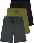 Mens Cotton Ultra-Soft Knit Sleep Pajama Shorts 3 Pack - Comfortable