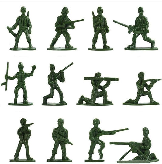 HAPTIME 100-Piece Green Toy Soldiers - Detailed Mini Army Men