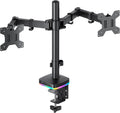 RGB Dual Monitor Stand for 2 Screens - Adjustable Desk Mount