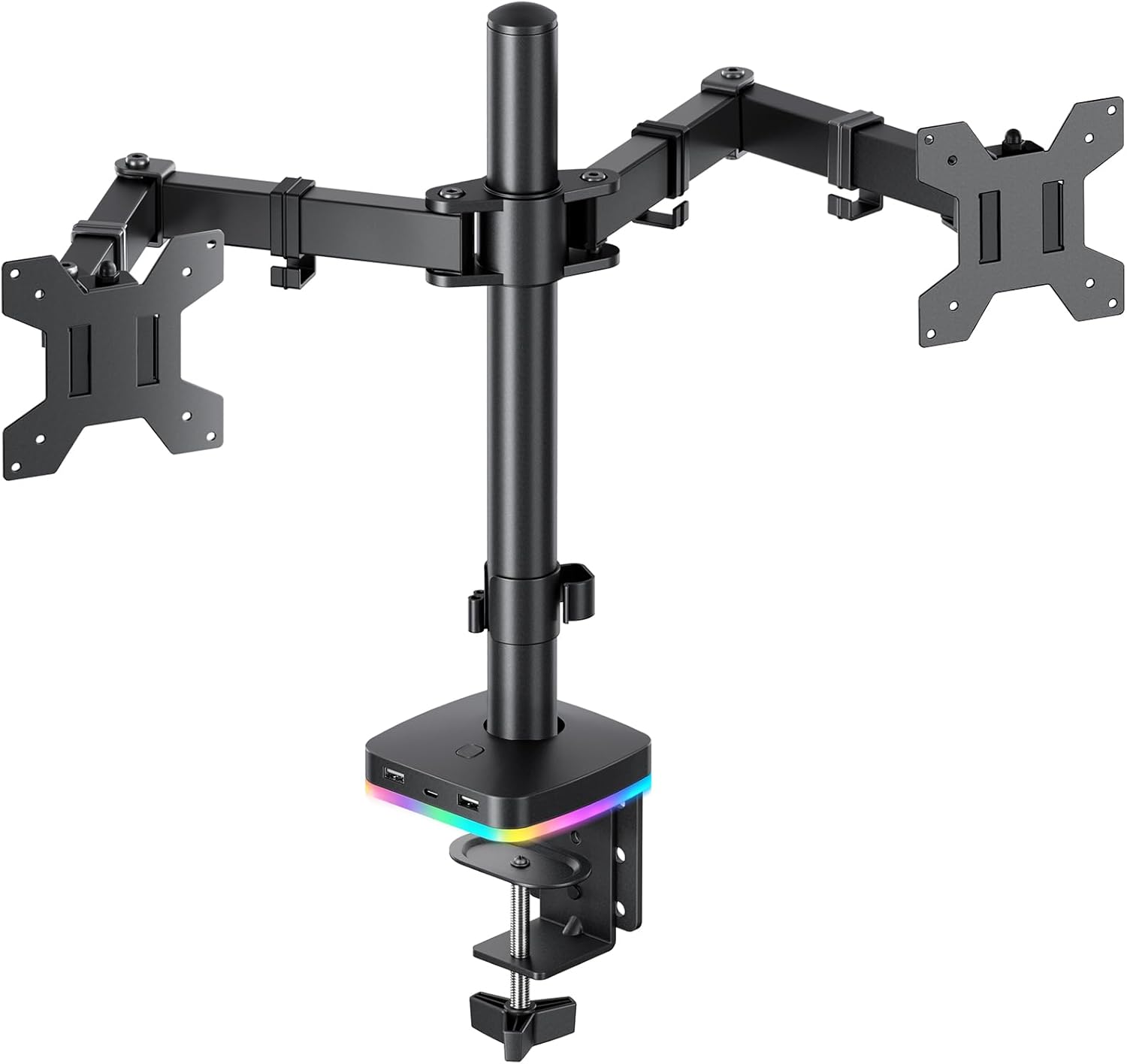 RGB Dual Monitor Stand for Fully Adjustable Screens and More
