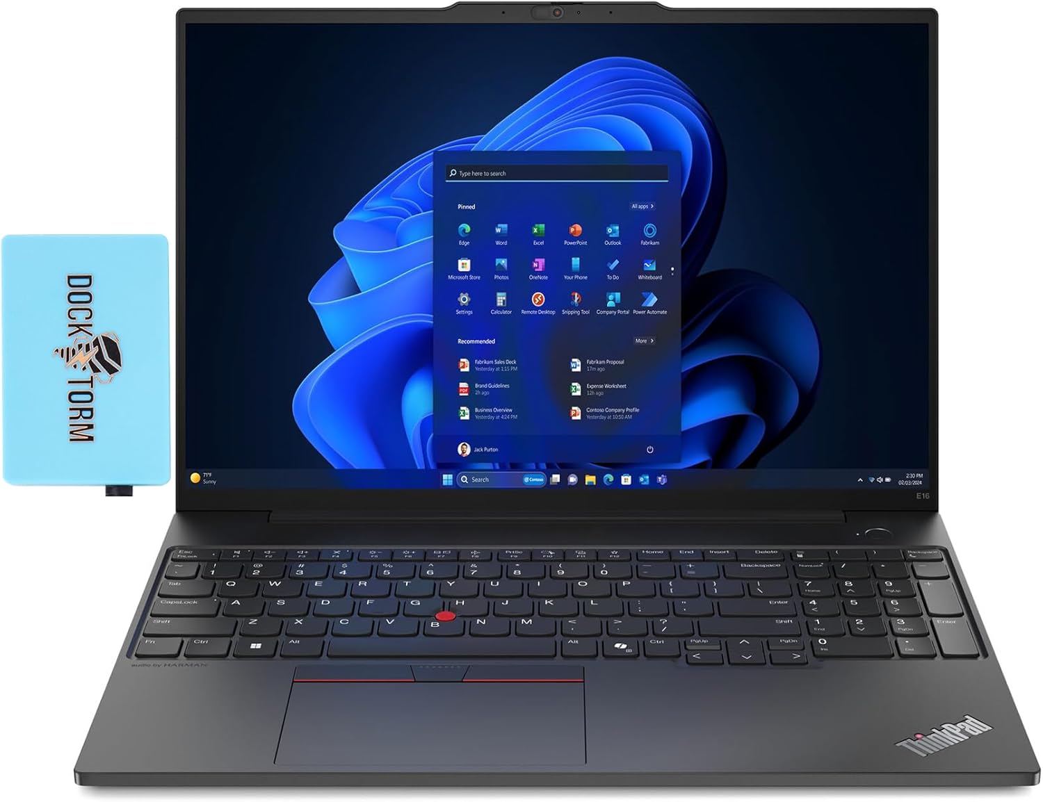 Lenovo ThinkPad E16 Gen 2 Business Laptop with Dockztorm Hub