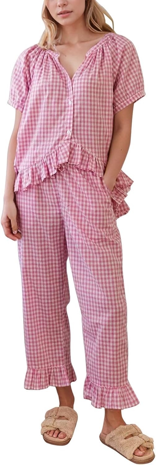 Flygo Womens Plaid Pajamas Set for Ultimate Comfort and Style
