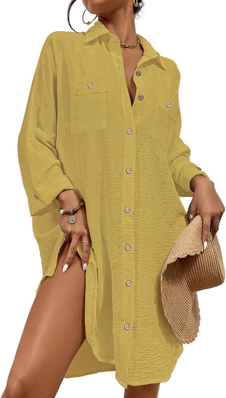 Bsubseach Womens Modern Swimsuit Cover Up Blouse Shirt