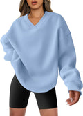 Comfy Oversized V Neck Hoodie for Women - Fleece Pullover
