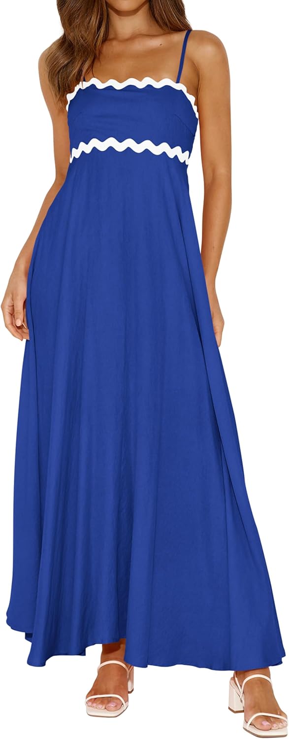 PRETTYGARDEN Womens Spaghetti Strap Maxi Dress for Summer Fun