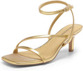 Womens Low Kitten Heels Strappy Square Toe Sandals - Dress Comfort