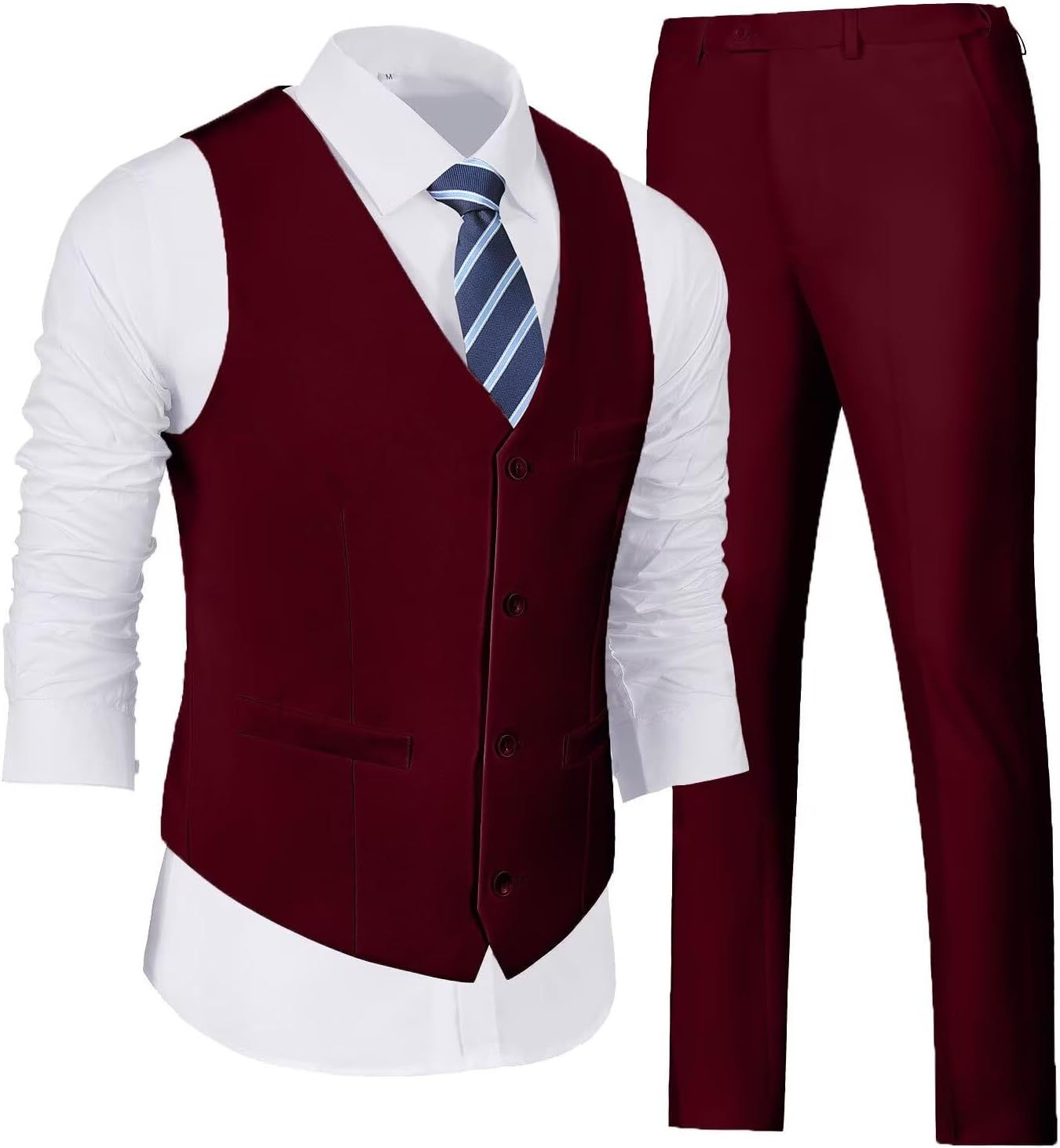 Wehilion Men's Suits 2 Pieces Vest Pants Set for Stylish Looks