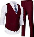 Men's Vest and Pants Suit for Men - Slim V-Neck Two-Piece