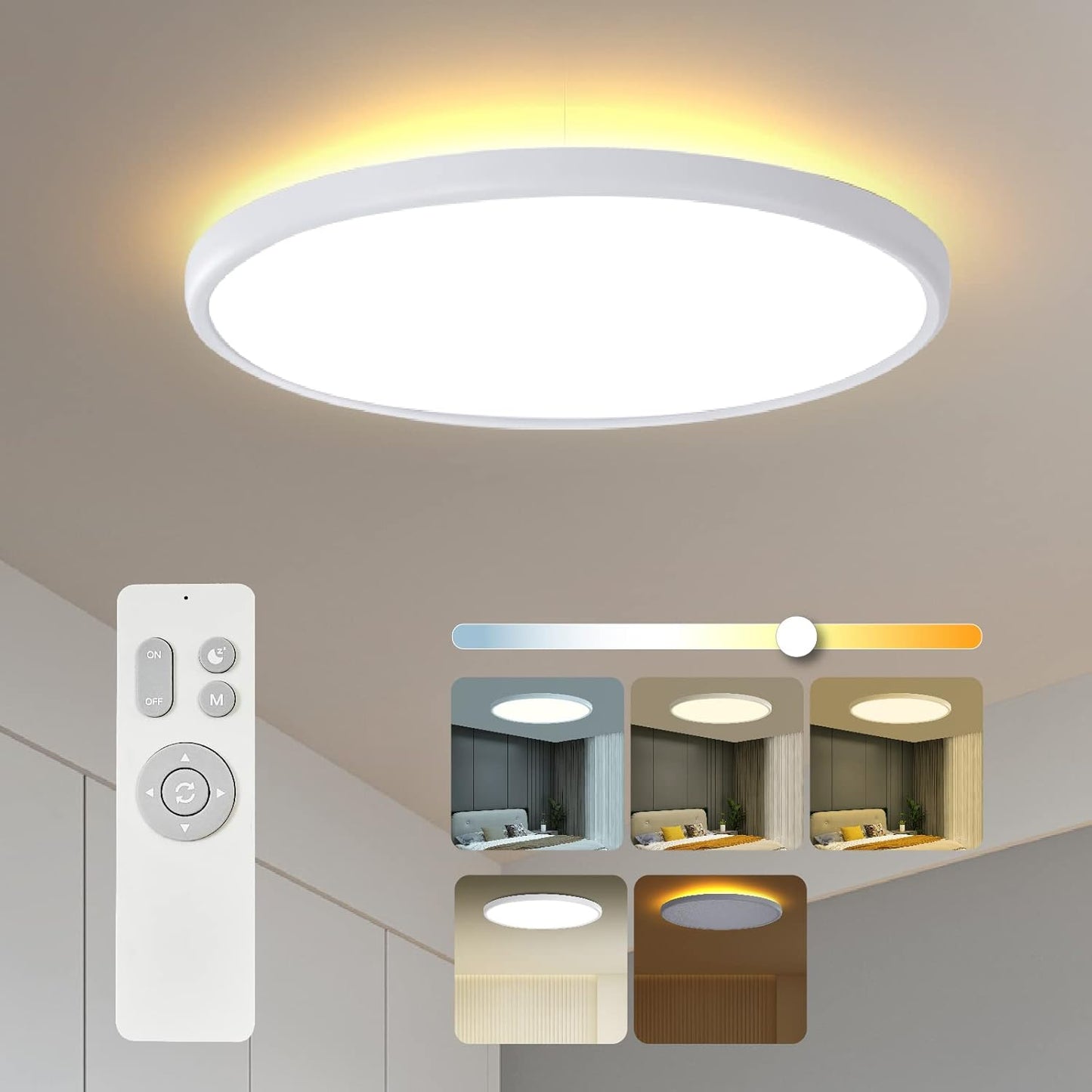 Roomratv Ceiling Light Flush Mount with Night Light Feature