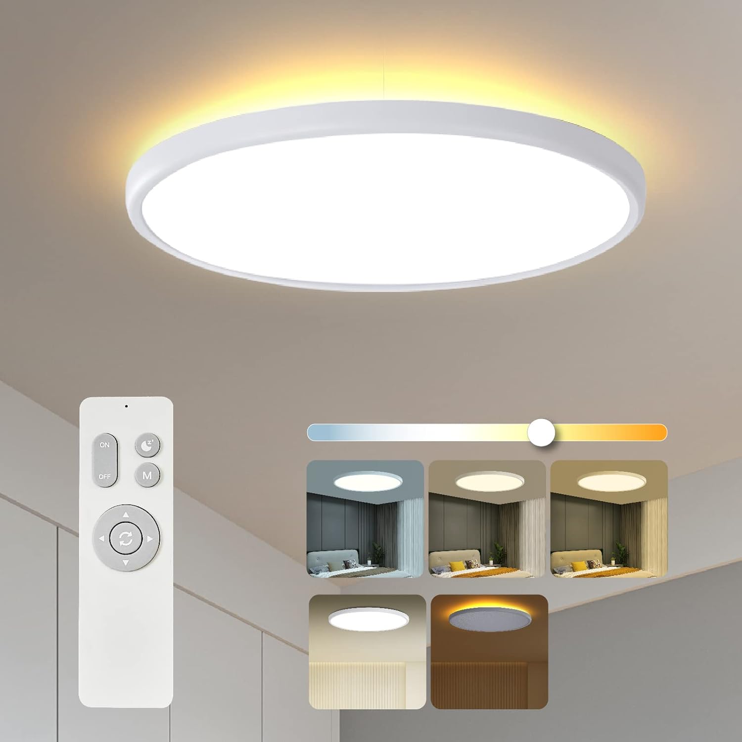 Roomratv Ceiling Light Flush Mount with Night Light Feature