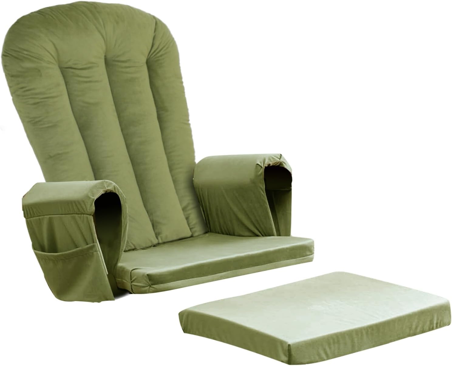 Soft Velvet Glider Rocker Replacement Cushions with Storage Pockets