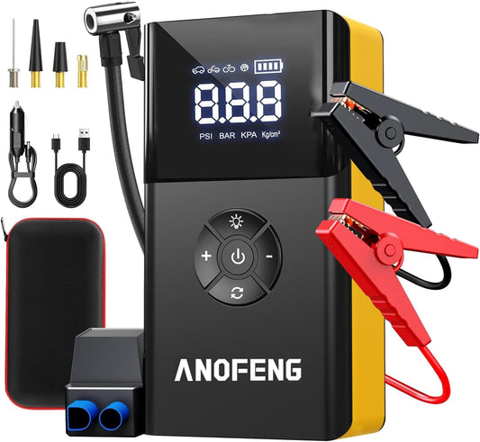 ANOFENG 4-in-1 Car Jump Starter & Air Compressor