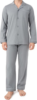 Mens Cotton Pajamas Set Notched Collar Long Sleeve - Comfortable