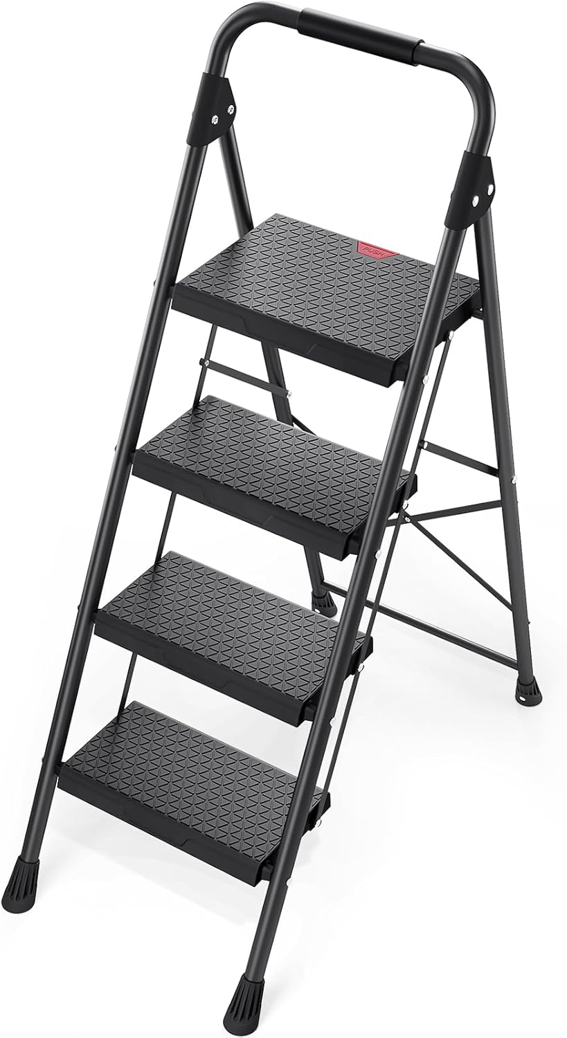 KINGRACK Step Ladder with Anti-Slip Wide Pedals for Safety