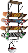 Skateboard Rack Wall Mount with Five-Layer Stand - Holds 5 Boards