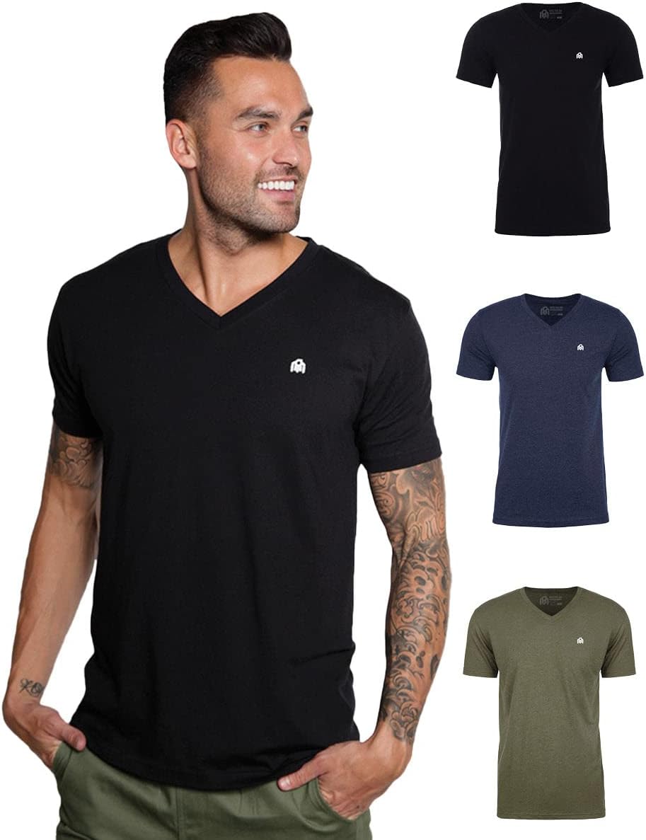 Premium V Neck T Shirts for Men - Modern Fitted Tees S - 2XL