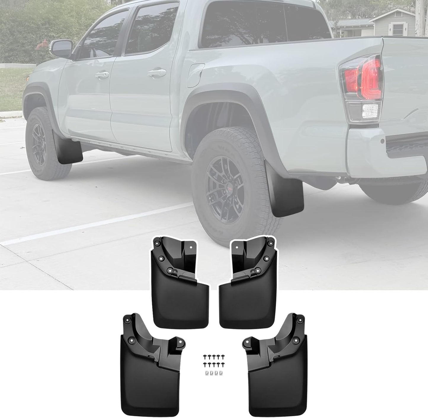 Mud Flaps Set for 2016-2021 Toyota Tacoma with OEM Flares