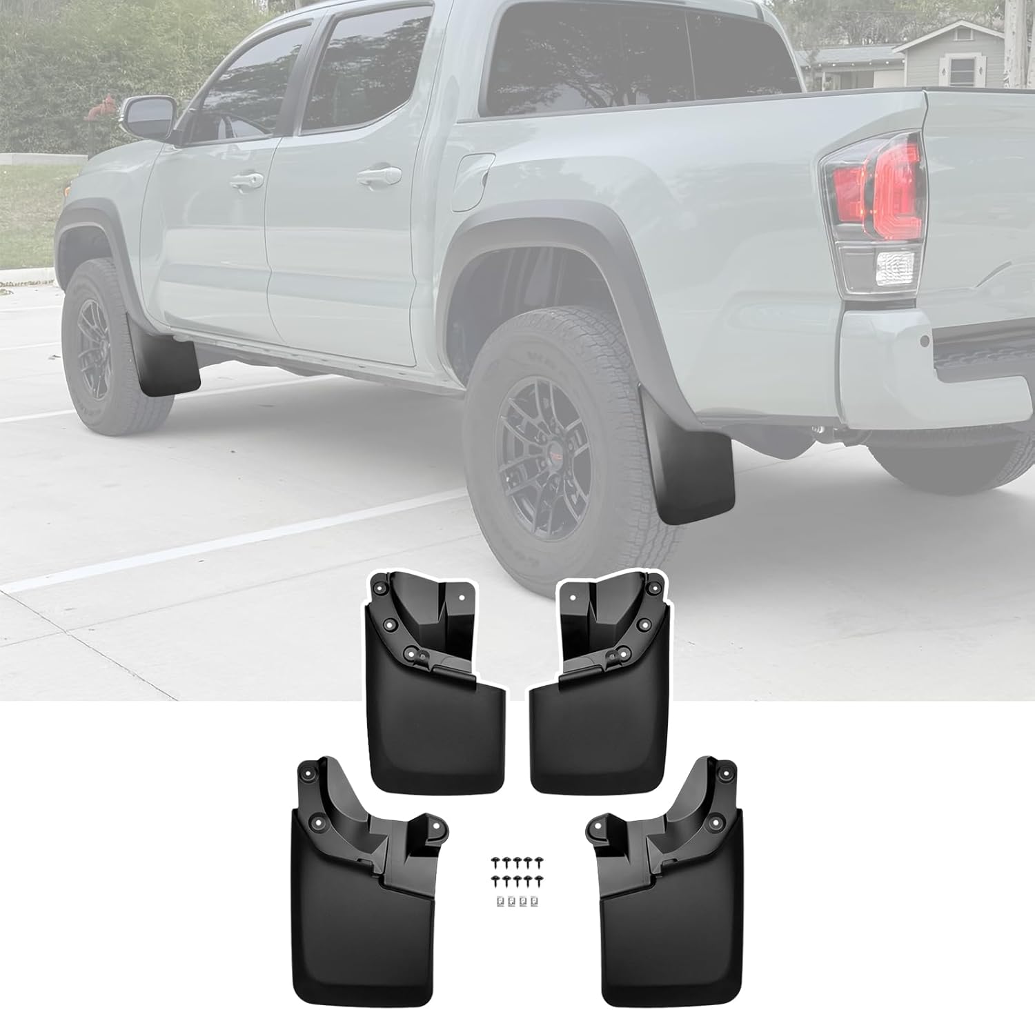 Mud Flaps Set for 2016-2021 Toyota Tacoma with OEM Flares
