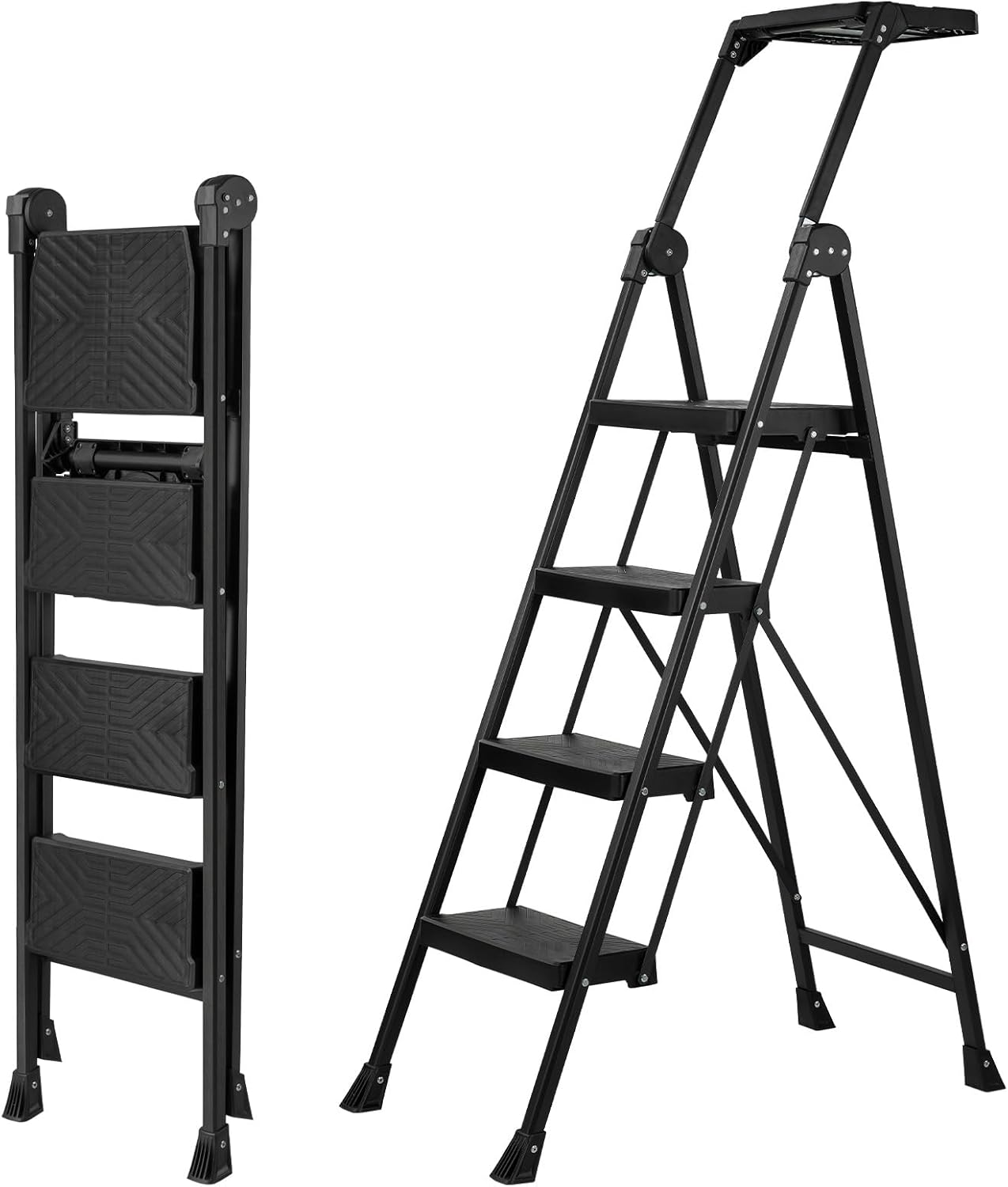 XinSunho 4 Step Ladder with Handrail and Tool Tray for Safety