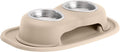 Double High Pet Feeding System Elevated Bowls - 3 in Tan