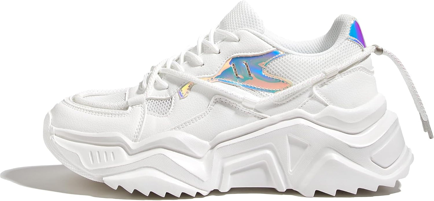 Colorful Platform Sneakers for Women - Retro Style Chunky Shoes