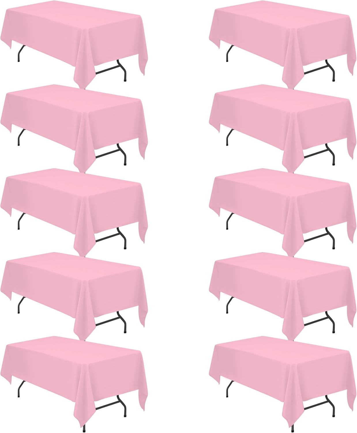 10 Pack Pink Tablecloths for 6 Foot Rectangle Tables - Elegant Covers