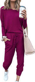 Women Fall Two Piece Lounge Set - Comfortable High Waist Joggers