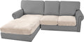 Velvet Stretch Sectional Couch Covers 3 Pieces - Velvet, Stay-in-Place